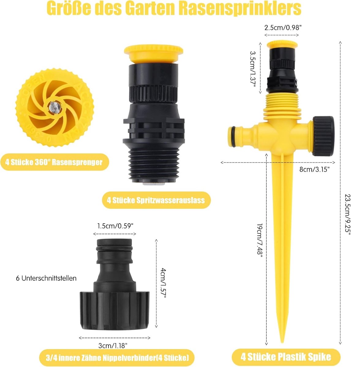 SnelShoppen - 4 Pairs Tuinsproeiers - 360° Irrigatiesysteem - Automatische Sprinkler - Verstelbare Waterstraal - Snelle Aansluiting - Perfect voor Tui
