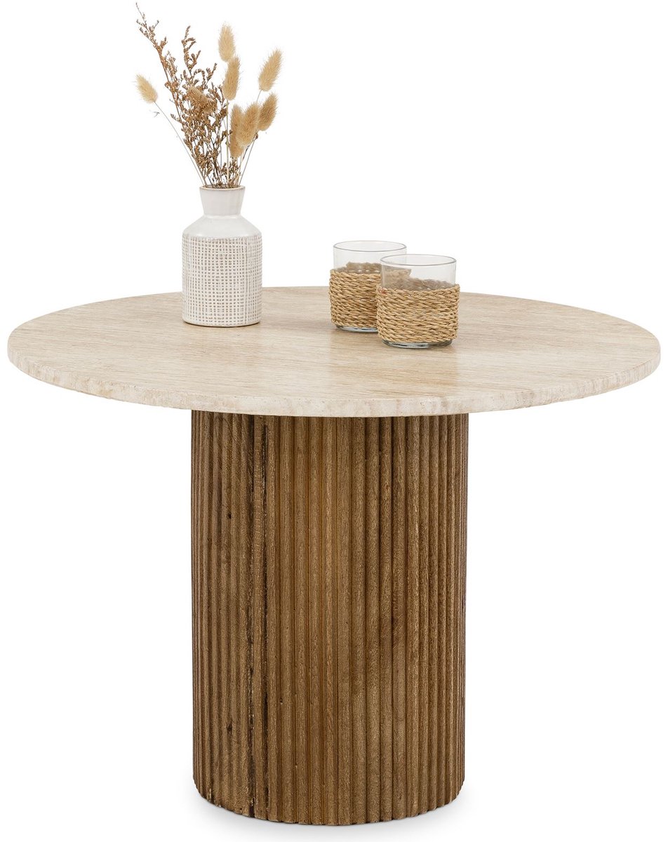 IDIMEX Salontafel MANDI met tafelblad van travertijn – bruin/beige