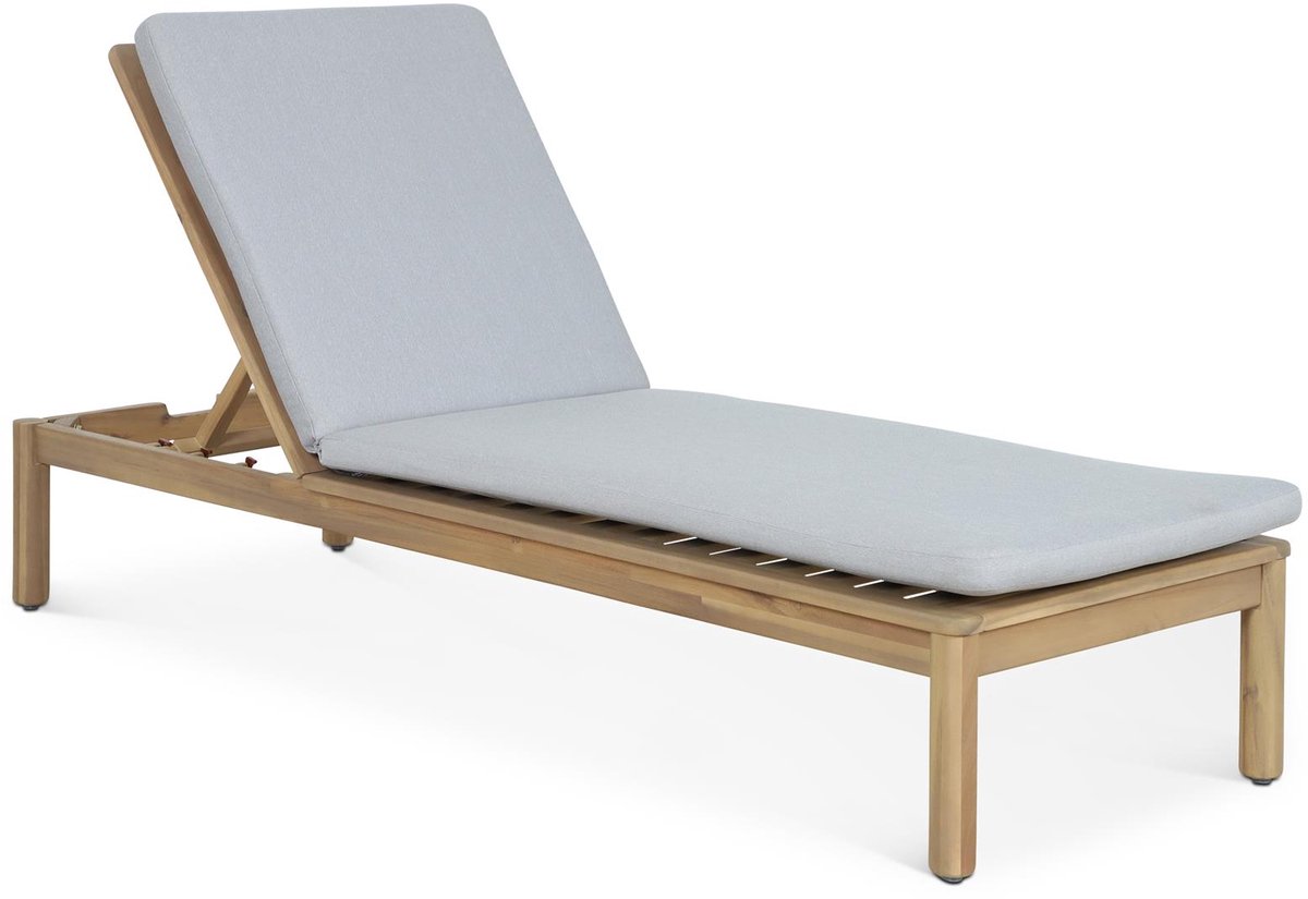 Tuinligstoel SURIN van massief acaciahout – naturel/grijs