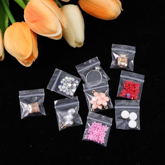Thijox - 200 Mini Zip Lock Tasjes 3x2,5cm - Herbruikbare Transparante Polyzakken voor Sieraden, Ringen, Oorbellen, Charms - Kleine Plastic Zakjes met van Thijox — afbeelding 5
