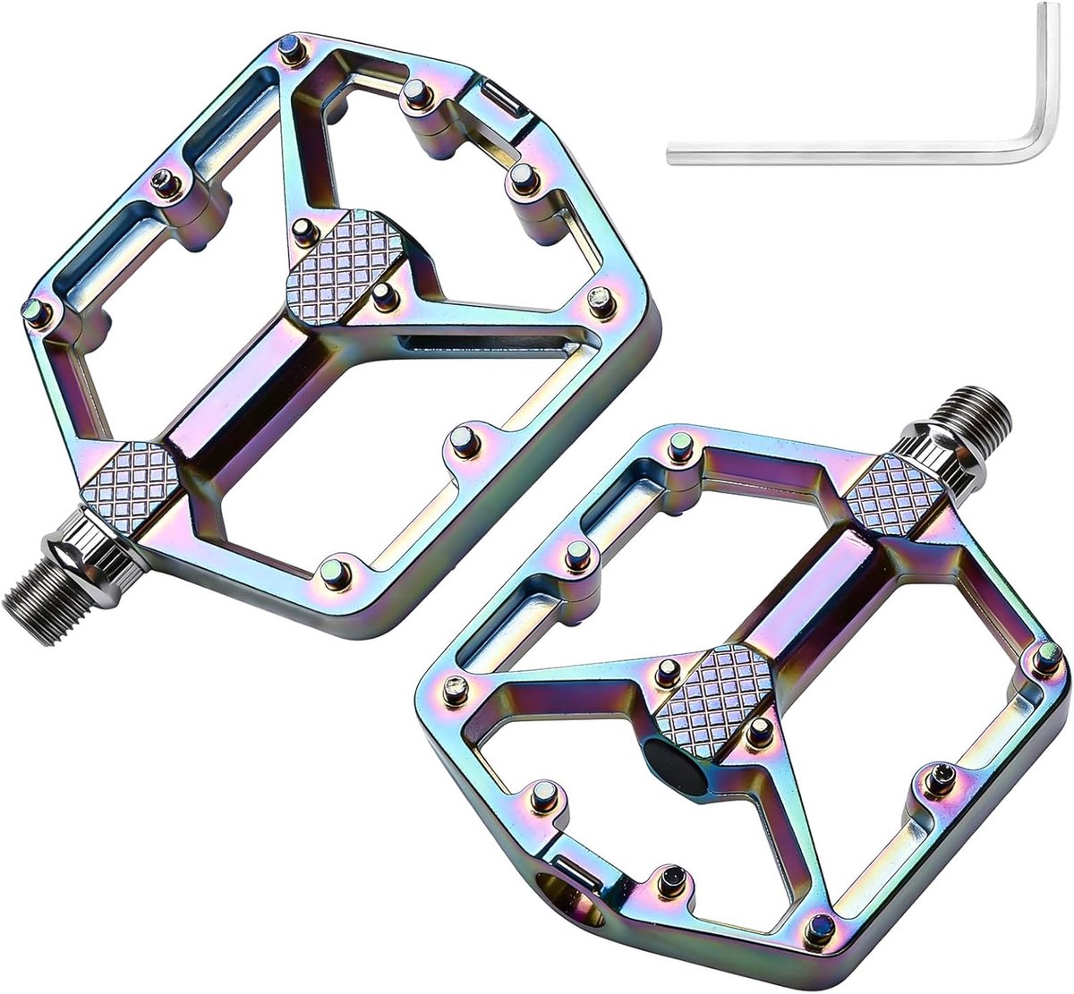 SnelShoppen - Vouwbare Fiets Pedalen 100x125x25 mm Antislip Aluminium Legering Regenboog voor Mountainbike en Racefiets