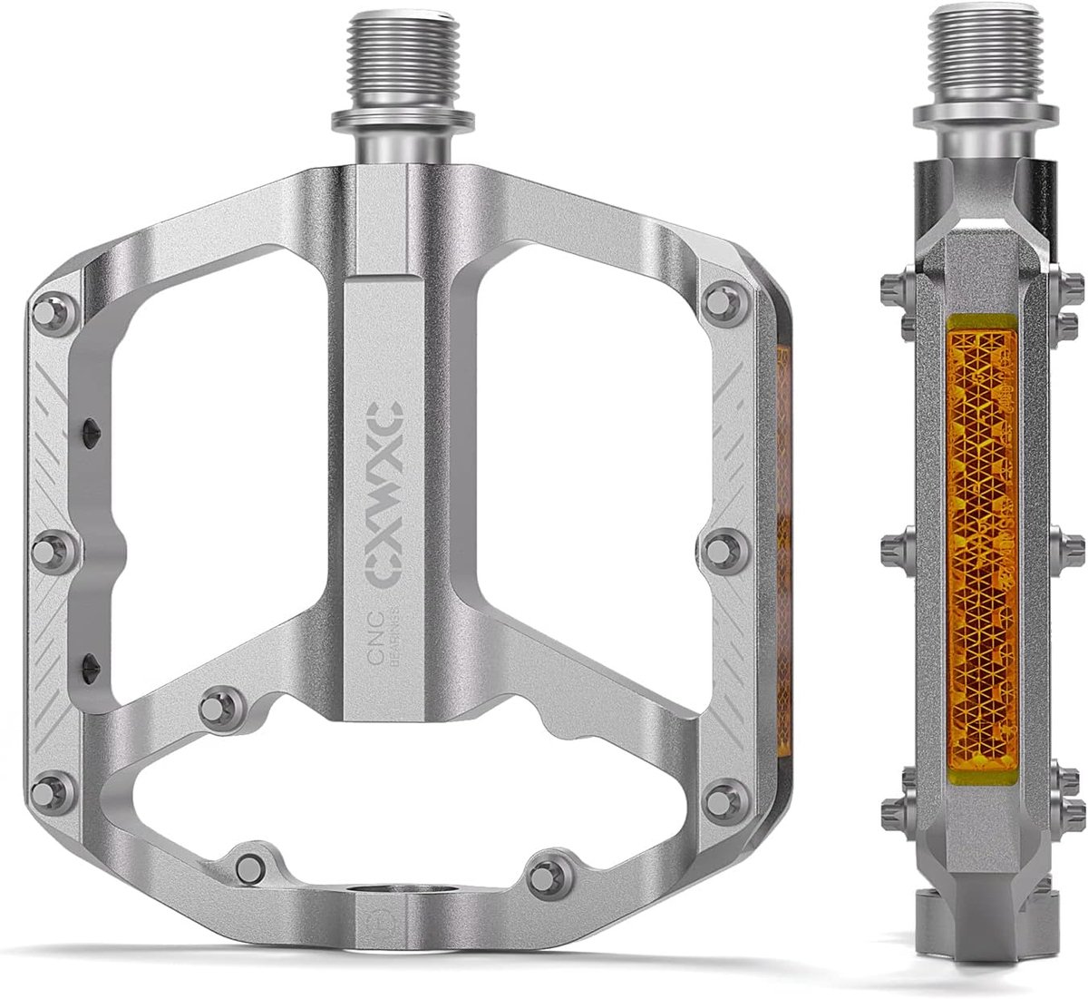 SnelShoppen - Fietspedalen met Reflectoren 9/16 Inch CNC Aluminium Lichtgewicht Antislip voor Mountainbike, Stadsfiets, Racefiets - Veilig en Stijlvol