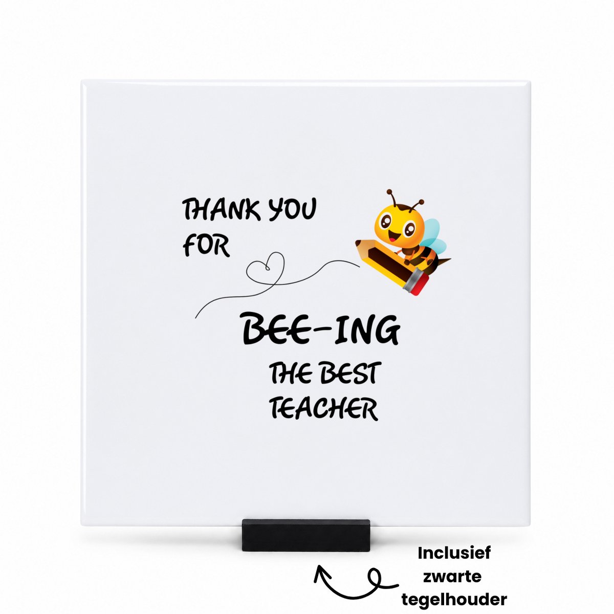 Hacebo Docent cadeau - tegeltje met tegelhouder - Meester en juffen cadeau - tegeltjes met tekst - Docent - Collega cadeau - verjaardag - cadeau - afscheidscadeau - geschenk - leuke cadeau - kado - gift - juffendag - spreuktegels - 15x15 CM Wit