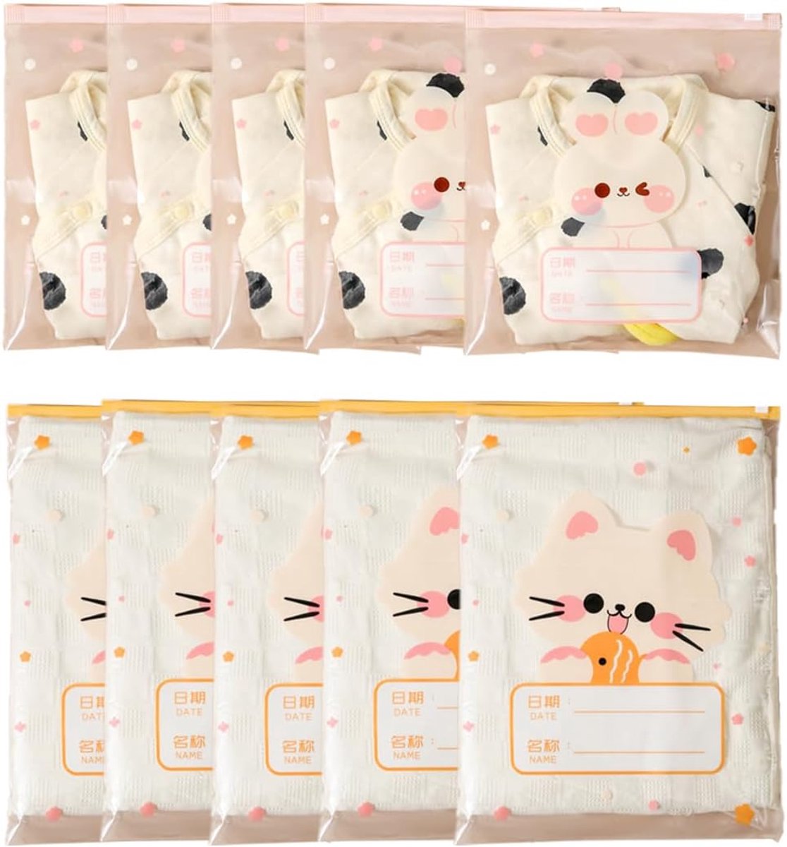 SnelShoppen - 10 Pcs Herbruikbare Pouches Baby Kleding Ziekenhuis Tas Moeder - 20x20 cm & 30x40 cm - Waterdicht Met Rits - Ideaal voor Babyspullen, Ba