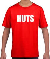 HUTS tekst t-shirt rood kids L (146-152)