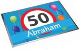 Deurmat/buitenmat Abraham 50 jaar 40 x 60 cm - Leeftijd feestartikelen deurmatten/buitenmatten/inloopmatten