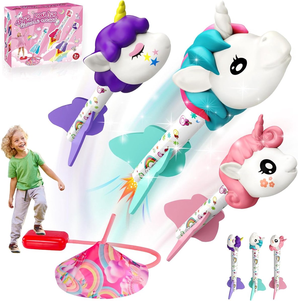 SnelShoppen - Unicorn Rocket Toy voor Kinderen, Schuimraketten, Buiten Speelgoed, Perfecte Cadeaus voor Meisjes van 3 tot 13 Jaar, Ideaal voor Tuin, S