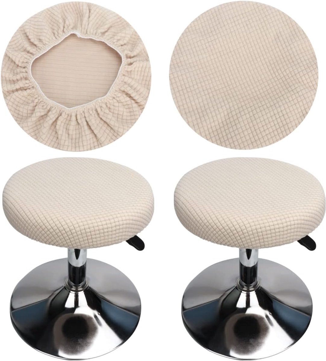 SnelShoppen - 2 Stuks Rond Bar Stoel Covers - Wasbaar, Zacht en Duurzaam, Voor 30-40cm Stoelen, Wit, Geschikt Voor Thuis, Feest, Keuken, Camping