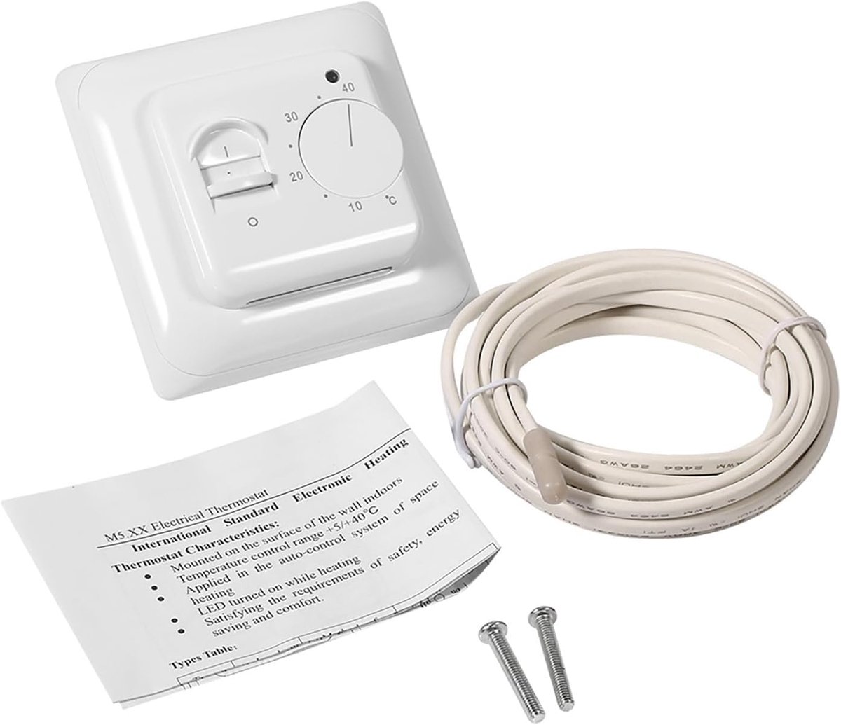 SnelShoppen - Handmatige Elektrische Vloerverwarming Thermostaat 220V 16A met Probe, Temperatuurcontroller voor Stralingsverwarming, Duurzaam PVC, IP2
