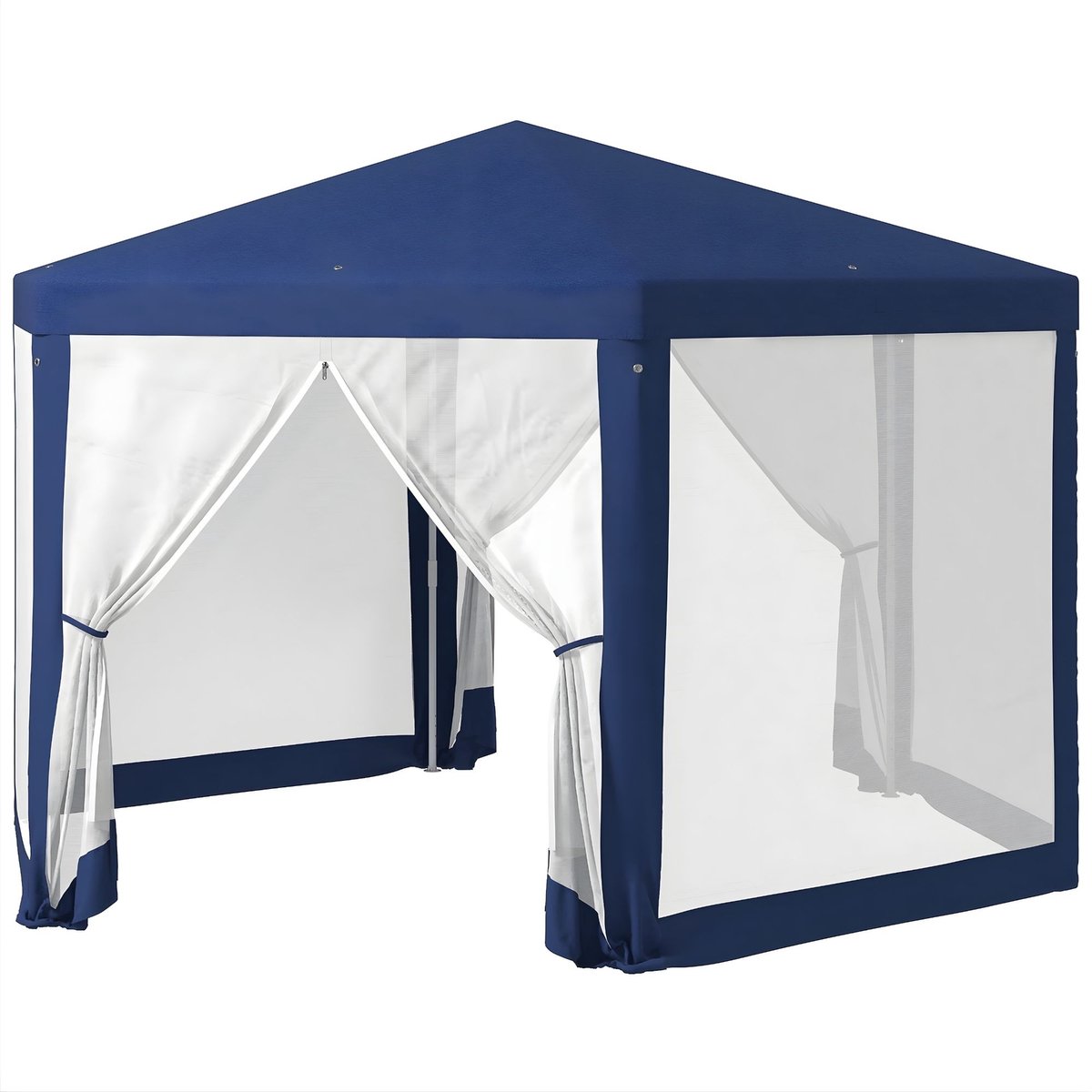 Hexagonale Partytent 4x3 m - Waterbestendig met Muskietennet en Zijwanden - voor tuin en camping - Blauw