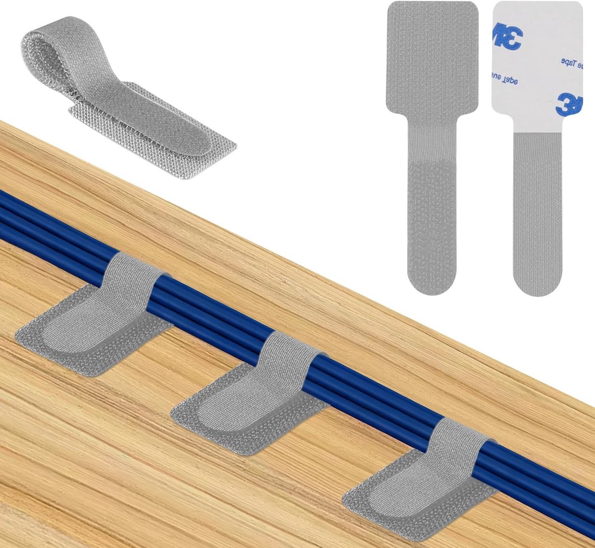 SnelShoppen - 50Pcs Kabelbeheer Onder Bureau Zelfklevende Kabelclips Herbruikbare Verstelbare Kabelorganisator voor PC, TV, Laptop - Grijs