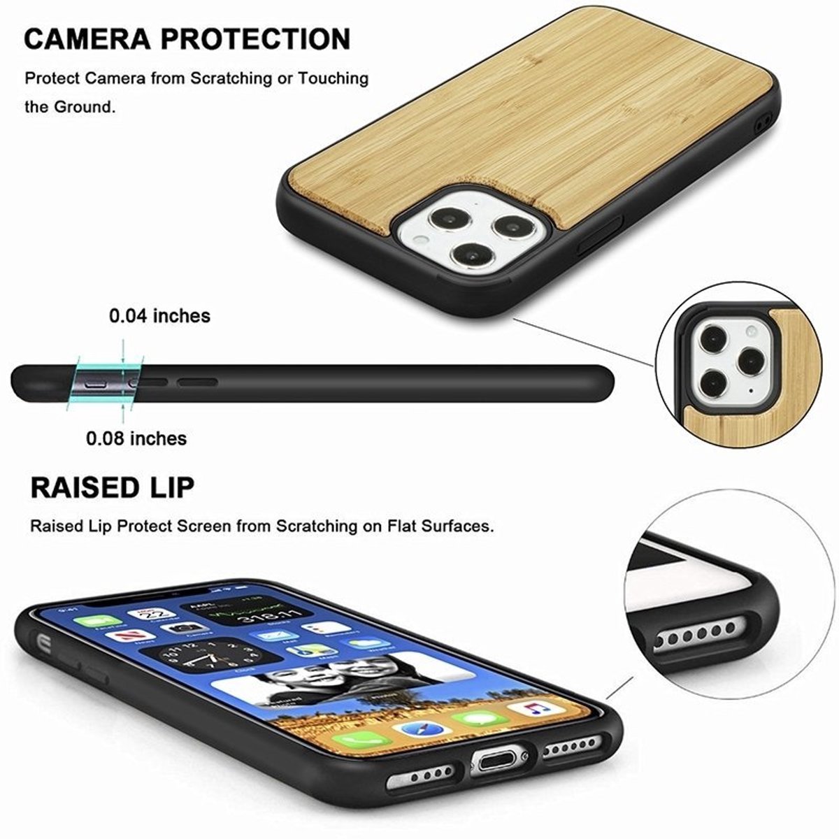 Mobiq - Houten Backcover geschikt voor iPhone 17 Hoesje - bamboe