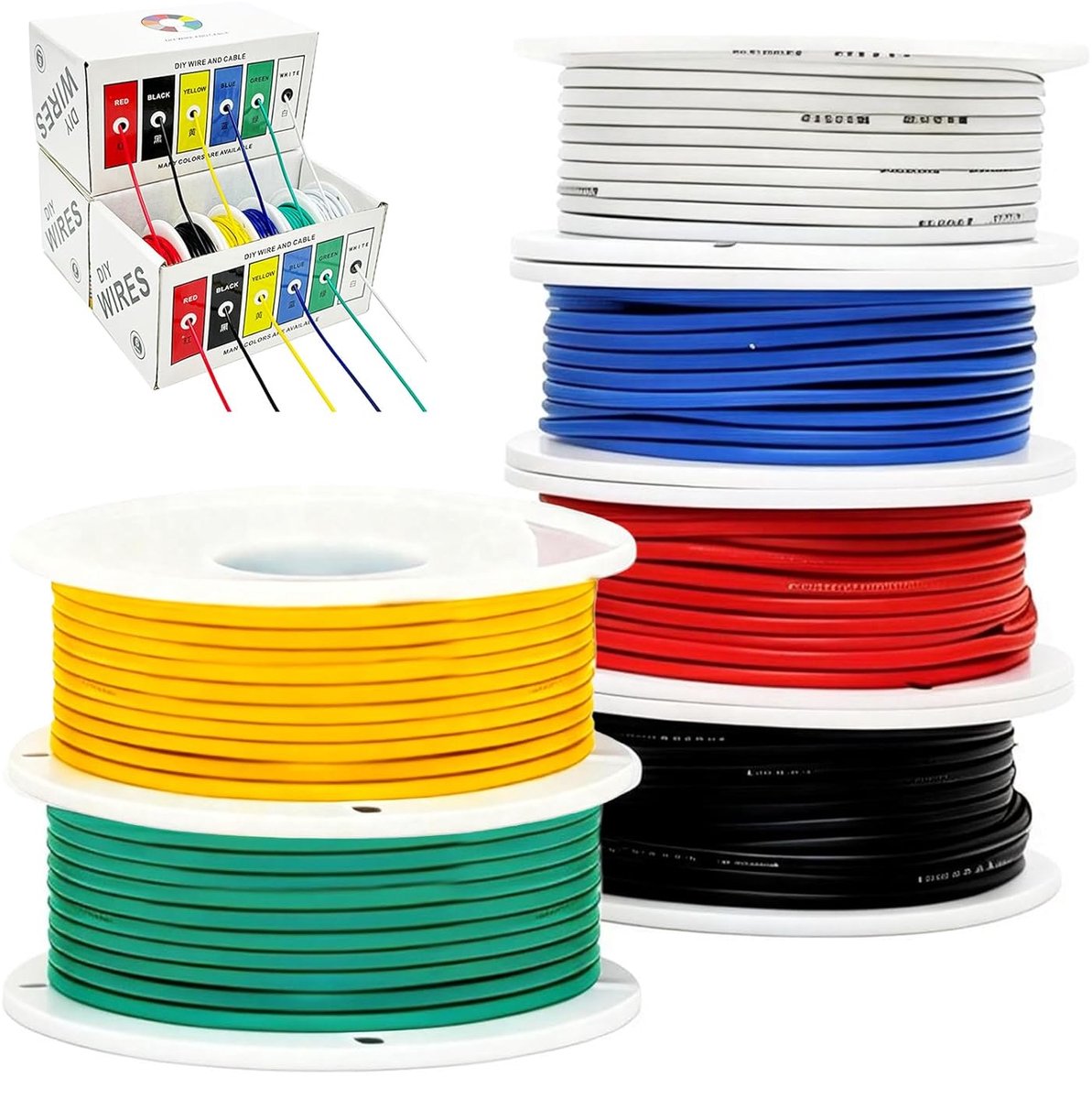 SnelShoppen - Silicone Elektrische Draad 0.3 mm² 22 AWG Compleet Set Tinned Copper 6 Kleuren PVC Elektrische Kabels voor DIY Modelbouw en Huishoudelij