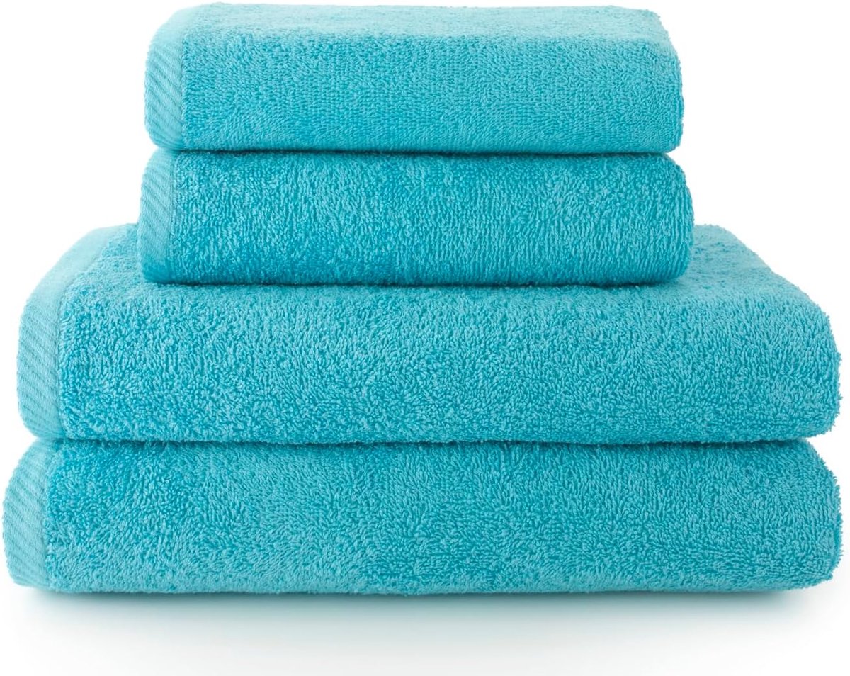 SnelShoppen - Handdoeken Set - 2 Handdoeken en 2 Badhanddoeken - 100% Katoen - 500g/m² - Zacht en Absorberend - Diverse Kleuren - Perfect voor Thuis e
