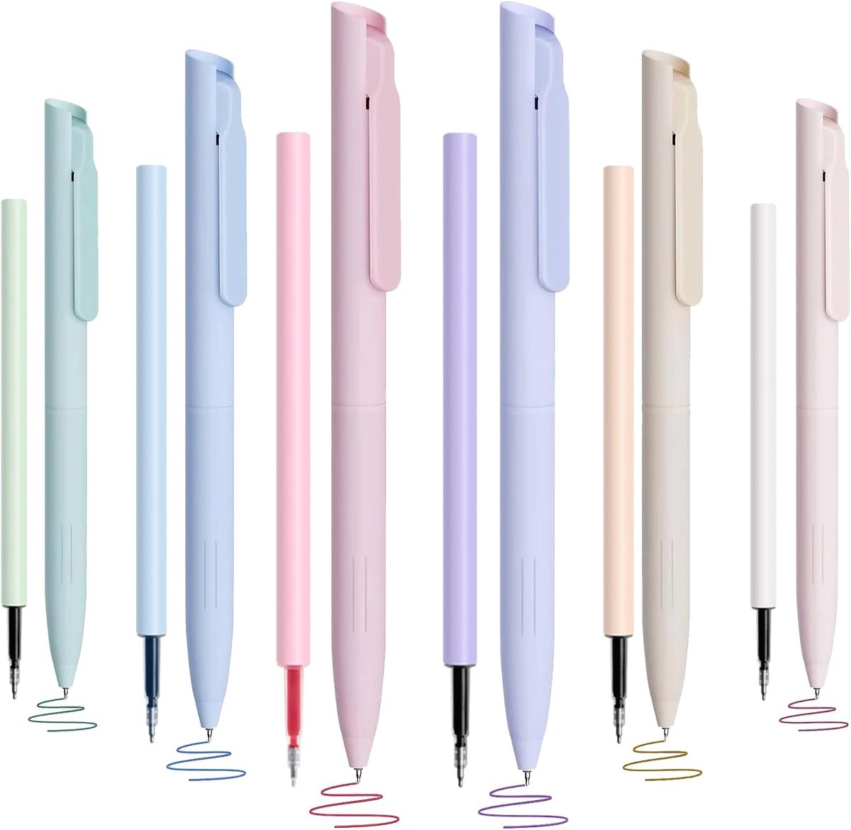 SnelShoppen - Retractable Gel Pens Set met 6 Vervangingen, 0.5mm Kawaii Pastel Balpen voor Schrijven, Tekenen, School, Kantoor, Geschenk, 6 Kleuren