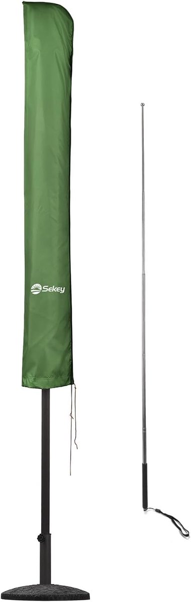 SnelShoppen - Parasolhoes voor 300 cm Parasol - Waterdicht & UV 50+ Beschermhoes met Montage Stick & Rits - Voor Ronde en Rechthoekige Parasols - 175x