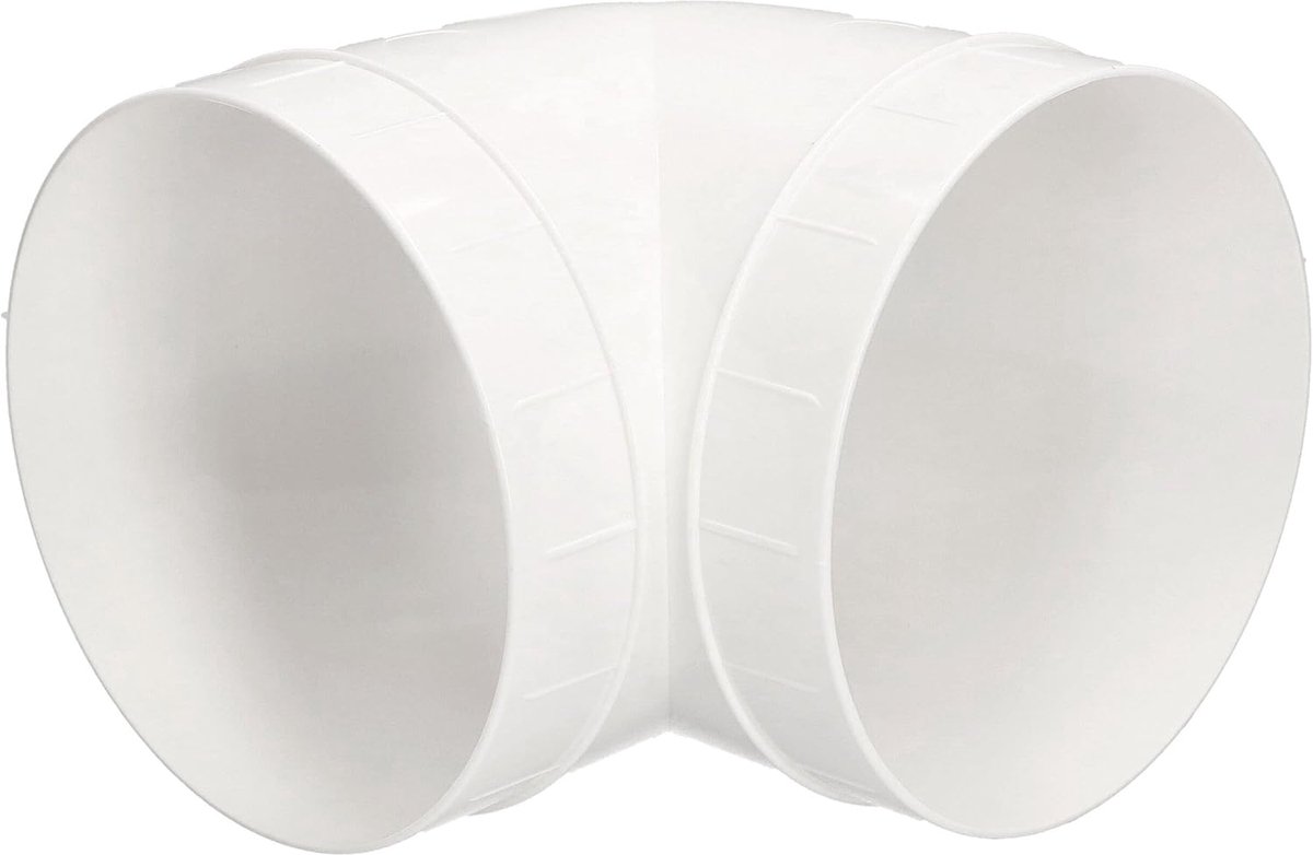 SnelShoppen - Ventilatiebocht 90° Ø 150 mm - Kunststof - Wit - Slangkoppeling voor Ventilatiesystemen - Robuuste Duct Connector