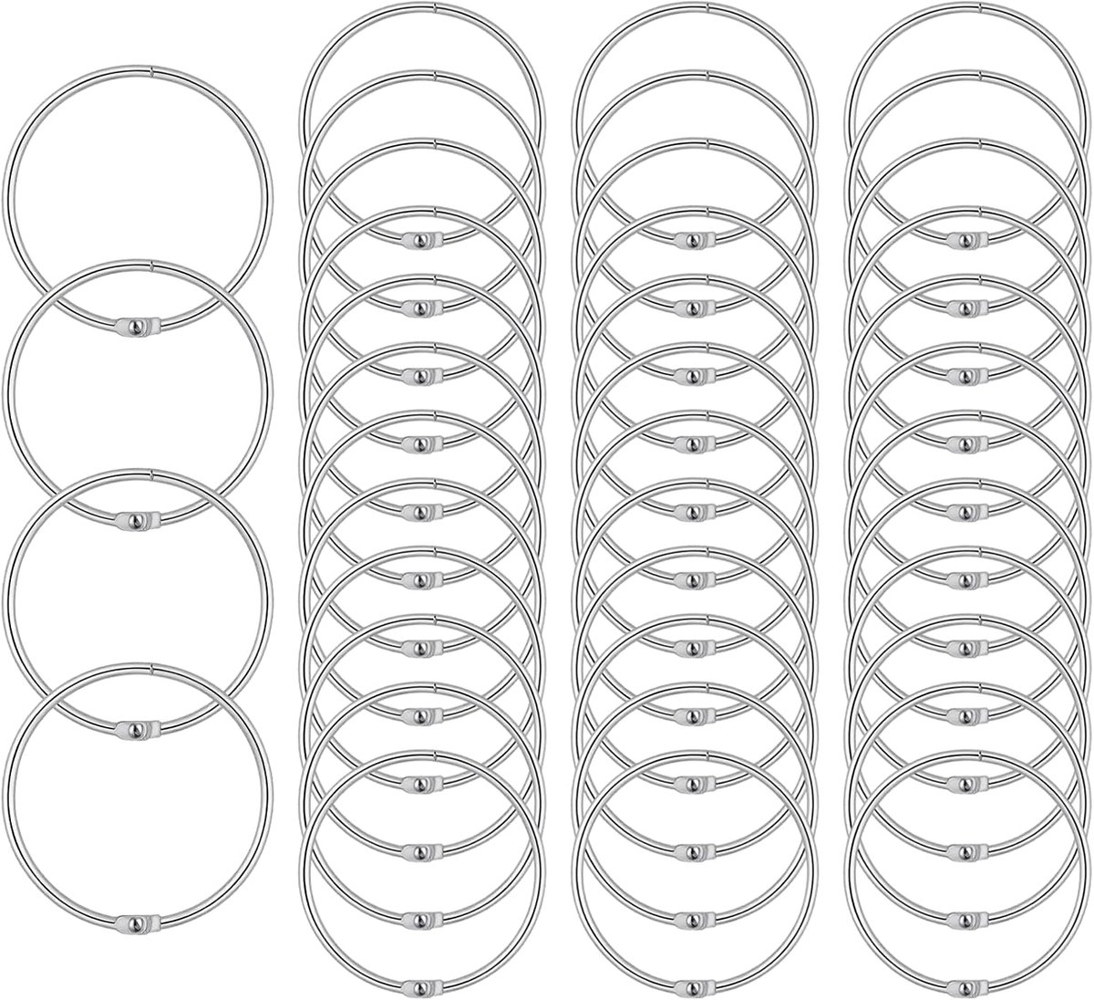 SnelShoppen - 40 Stuks Douchegordijnringen Zilver 50mm Metaal Ringen voor Gordijnstangen, Roestvrij en Duurzaam, Geschikt voor Binnen en Buiten