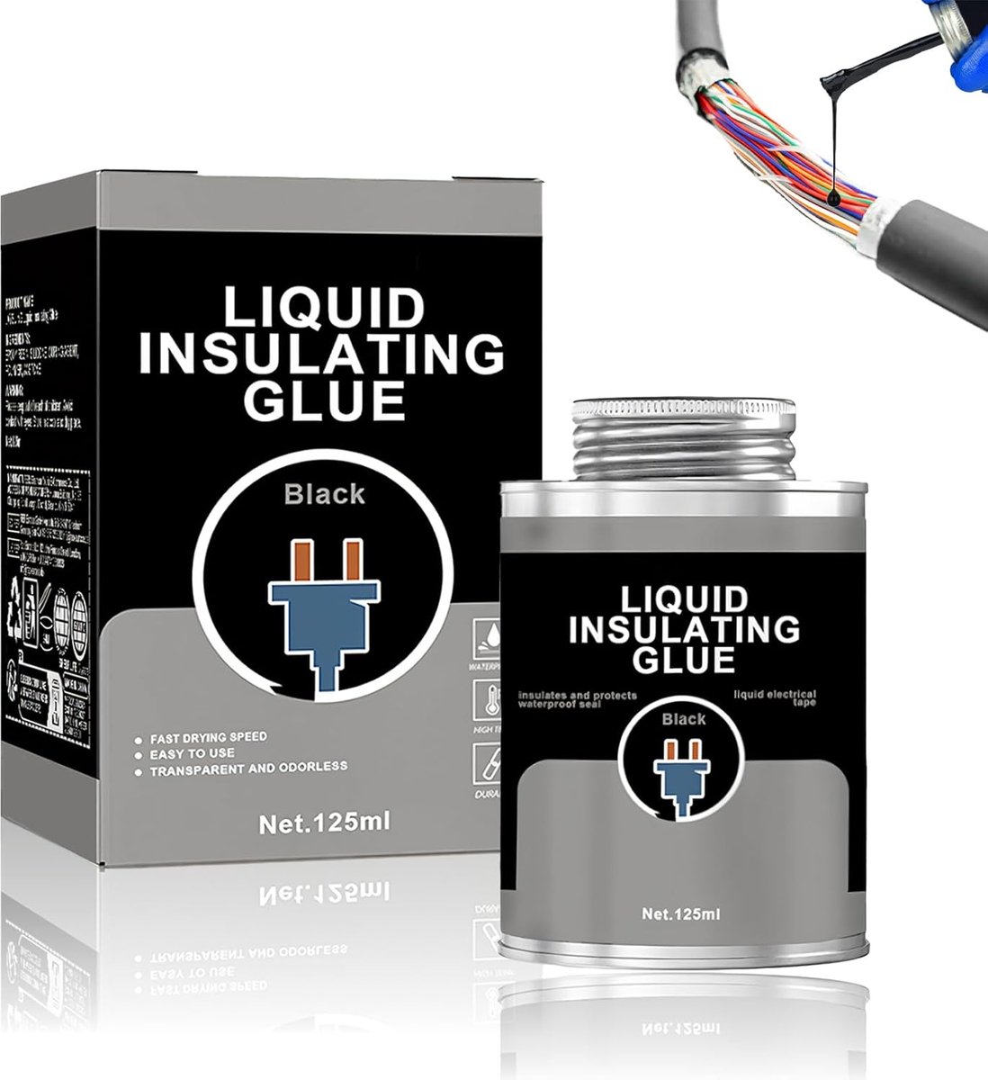 SnelShoppen - Liquid Rubber Zwarte Liquid Isolatietape, Waterdicht & Sneldrogend, Isolatietape voor Pijpen en Elektrische Apparaten, 125 ml