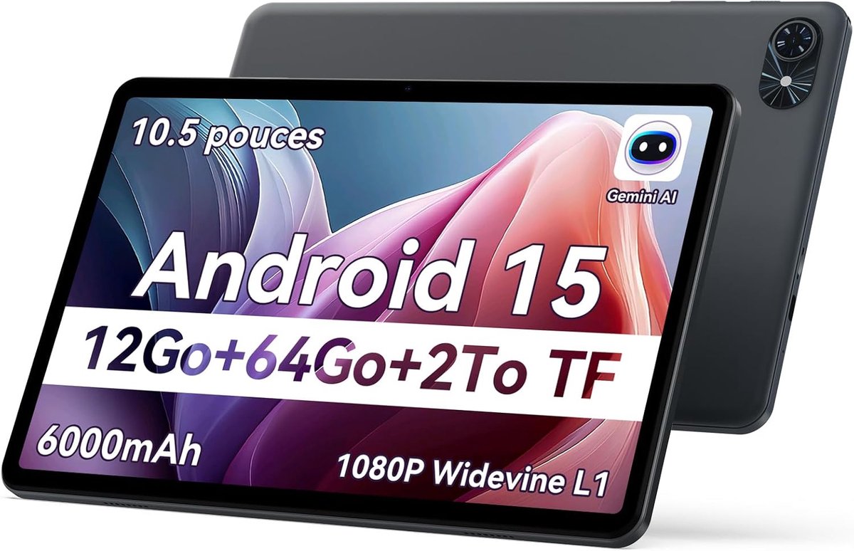 SnelShoppen - TABWEE T80 Android 15 Touch Tablet - 10" 18GB+128GB (Uitbreidbaar tot 2TB), 6000mAh, 5MP Camera, 5G WiFi, GPS, Face ID, Inclusief Toetse