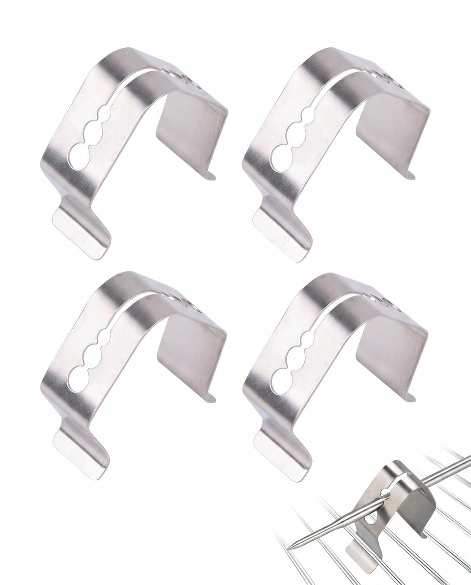 SnelShoppen - RVS Clip Thermometer voor Vlees, Grill, Oven, Roker en Pan - 4x Universele Vleesprobes met Diverse Diameter voor Nauwkeurige Temperatuur