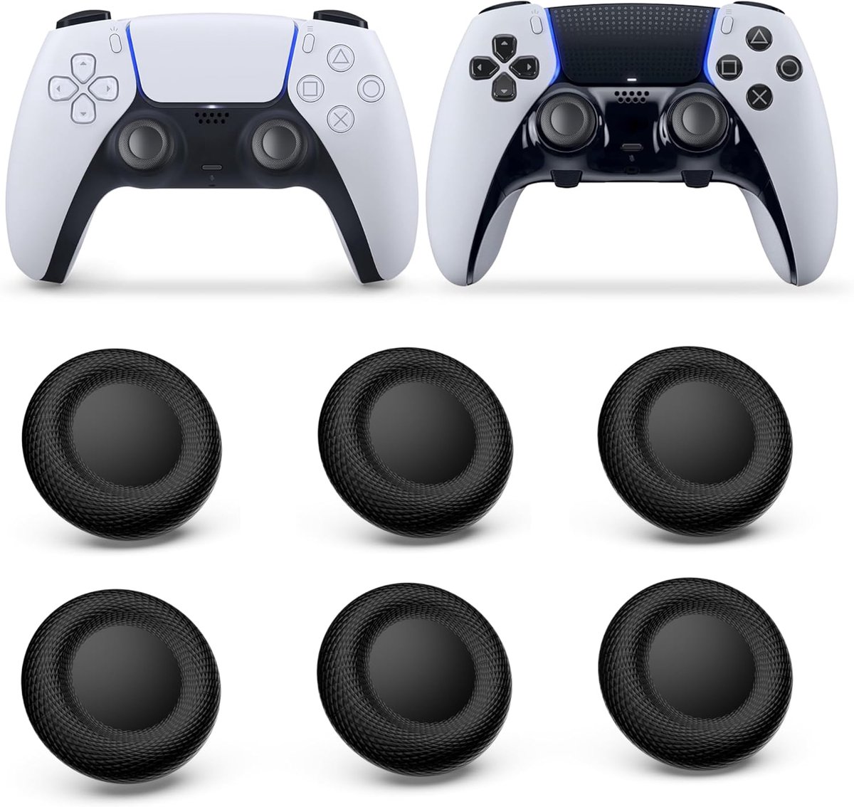SnelShoppen - 6PCS Thumb Grip Joystick Caps voor PS5/PS4 Controller, Antislip Laser Textuur Grip, Slijtvaste Analog Stick Vervangingscaps, Zwart
