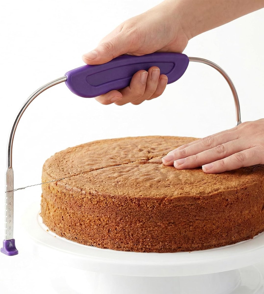 SnelShoppen - Cake Leveler - Verstelbare Taartsnijder - 9 Hoogtes - Premium RVS Draad Cutter - Professioneel Cake Snijden - Voor Bakliefhebbers - Paar