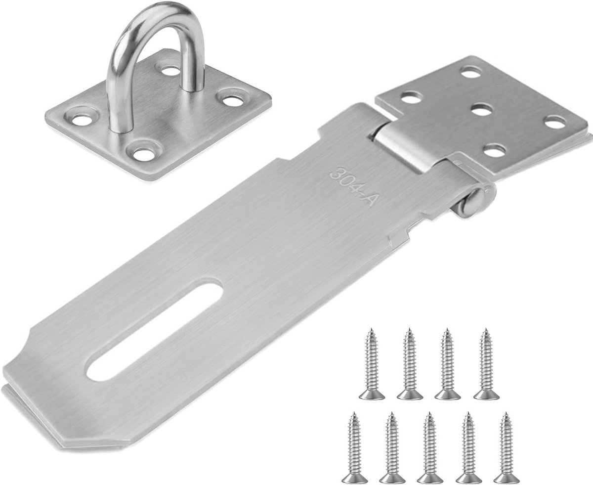 SnelShoppen - Padlock met Schroeven, Schuifgrendel, Beveiligingsdeurvergrendeling voor Deur, Wijnkast, Badkamer, Buiten, Garage, Tuin - Roestvrij Staa