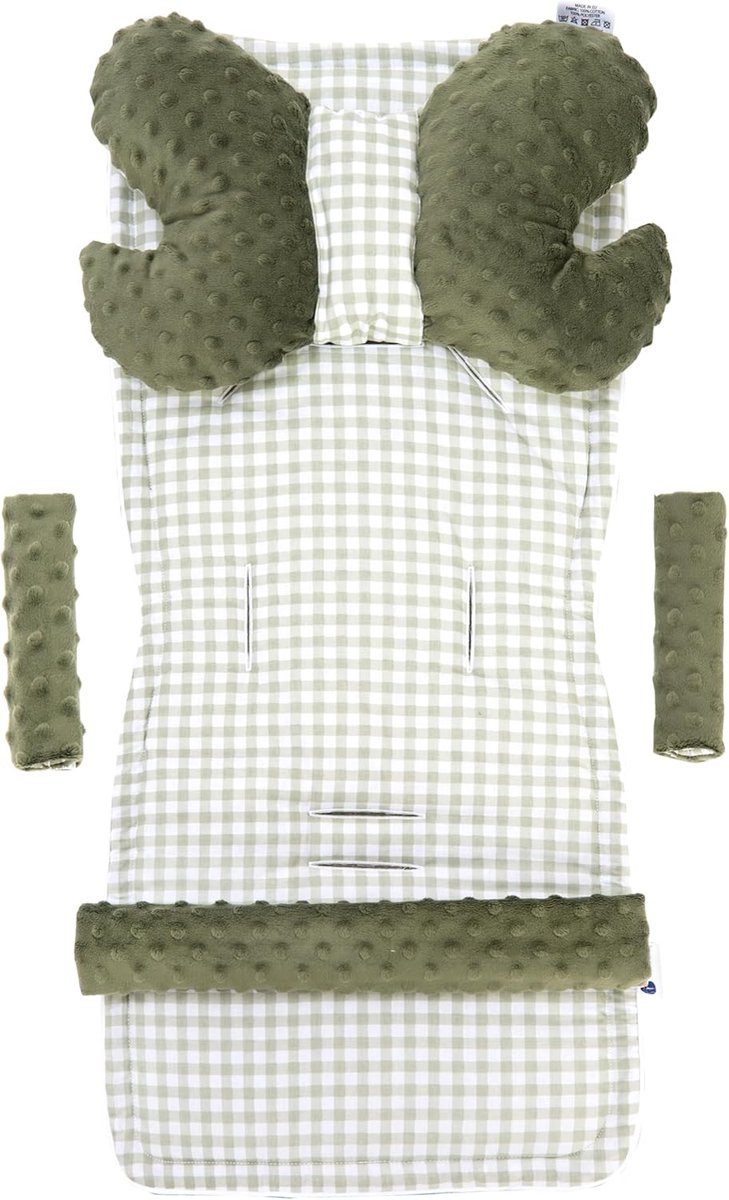 SnelShoppen - Universele Zitbedekking Kinderwagens & Buggy's - 5-delige Zitkussen + Speelboogset - Minky Katoen - Comfortabele & Beschermende Inleg -
