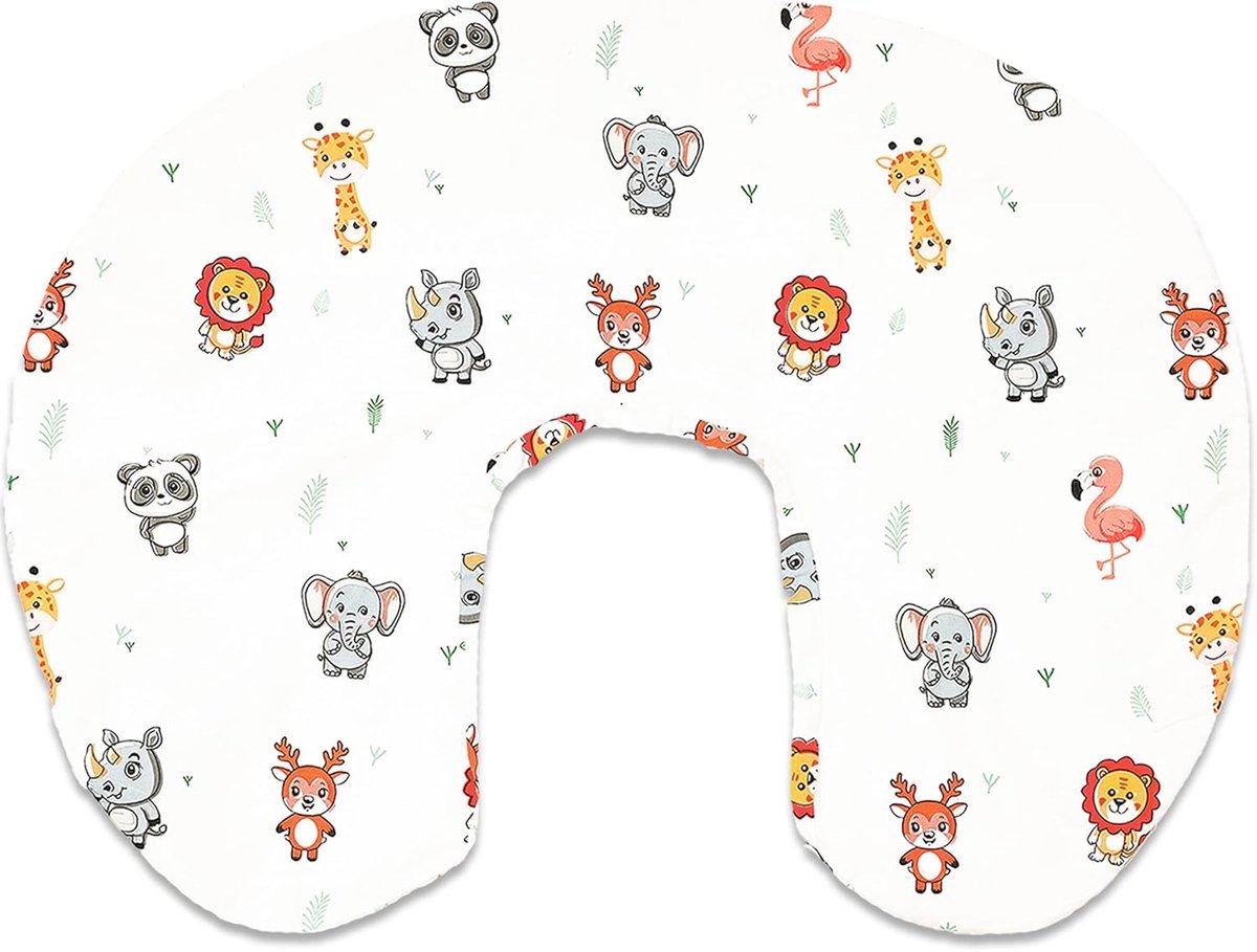 SnelShoppen - Verpleegkussen Hoes - 100% Katoen Afneembare Borstvoeding Kussenhoes - Schattig Dierenpatroon - Zwangerschap Cadeau voor Moeders en Baby