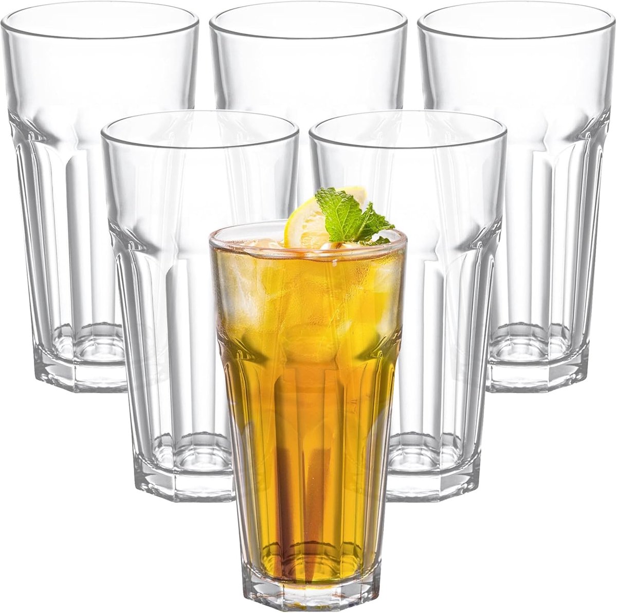 SnelShoppen - Set van 6 Stapelbare 370ml Acryl Plastic Drinkglazen, Schokbestendige Water- en Cocktailglazen voor Thuis, Picnics, Feesten, Keuken en T