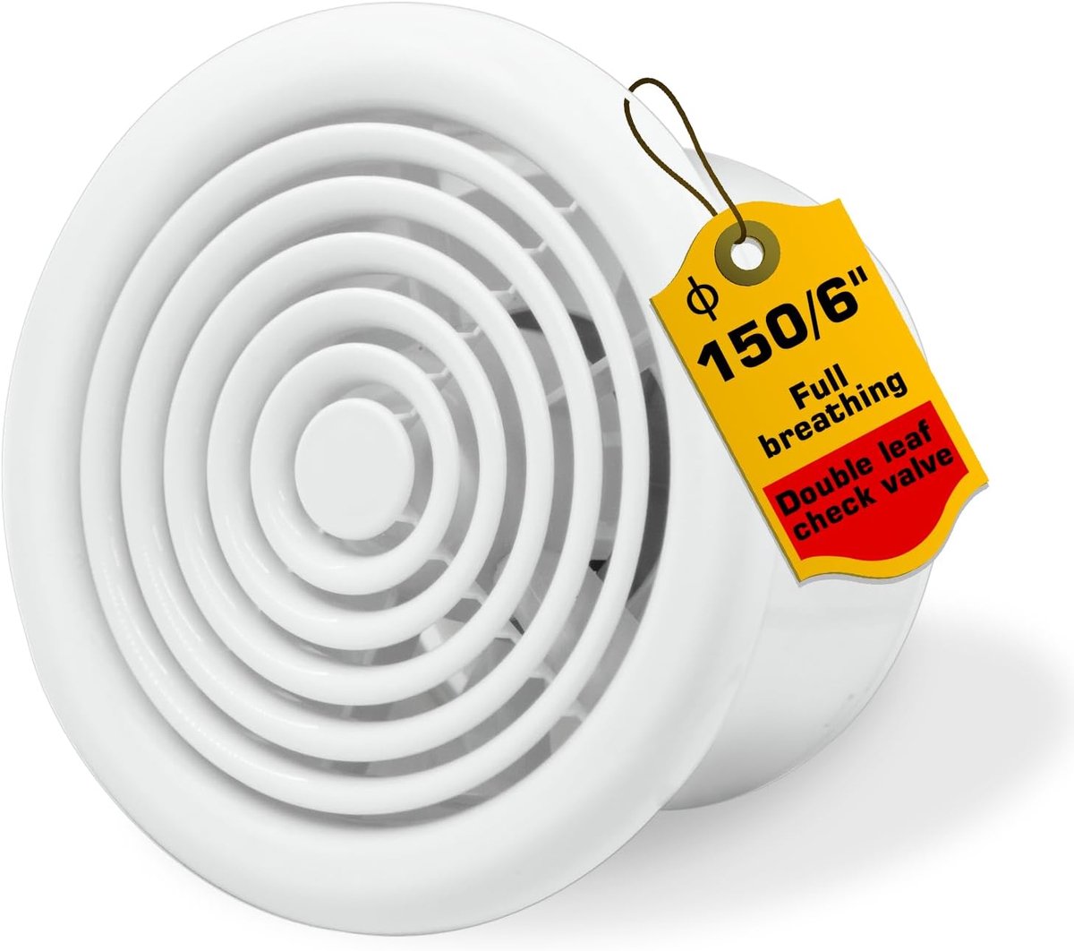 SnelShoppen - Badkamer Ventilator 150 mm, Stille Afzuiger met Terugslagklep, 210 m³/h, Energiezuinige Wandventilator voor Keuken, Badkamer, Toilet, Kw