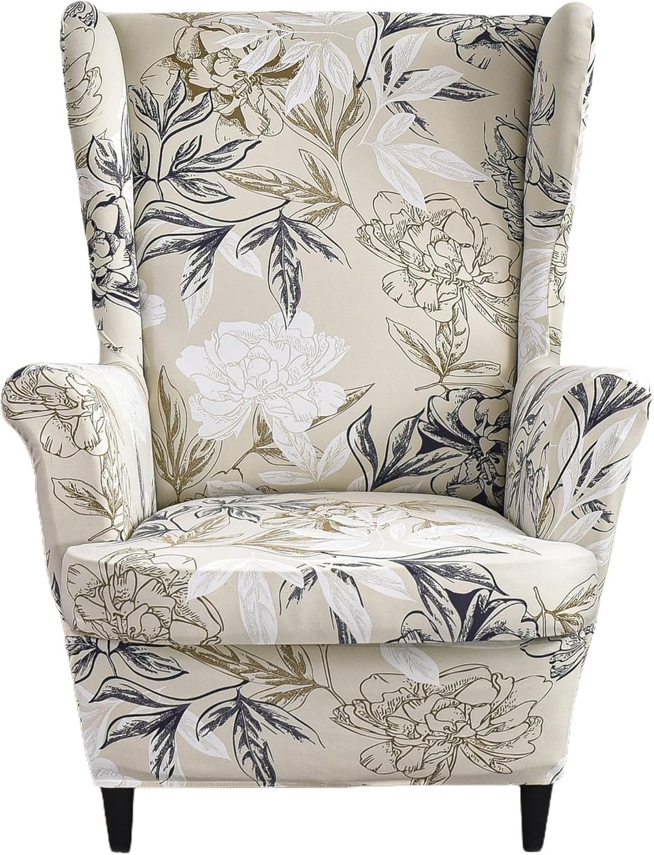 SnelShoppen - 2-delige Elastische Armleuningshoes voor Leesstoel, Relaxstoel met Bloemenprint, Jacquard Stof, 70-80 cm Breed, 95-110 cm Hoog