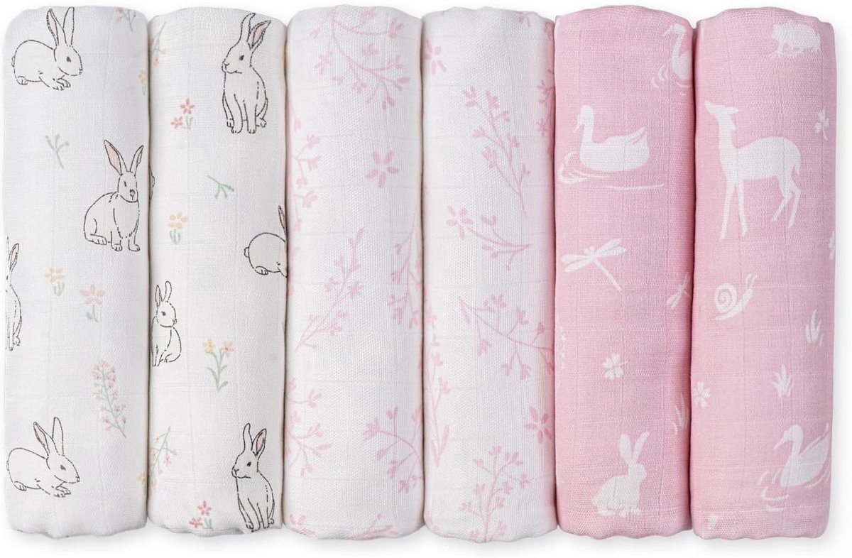 SnelShoppen - 6 Stuks Baby Muslin Doeken 70x70 cm - Absorberend, Ademend & Zacht voor Gevoelige Huid - Katoen & Bamboe - Ideaal voor Borstvoeding, Voe