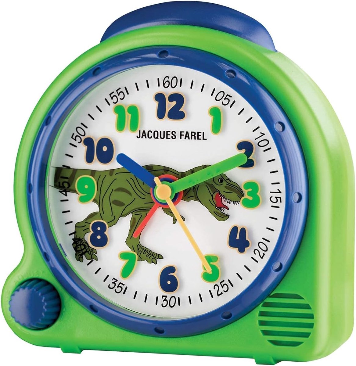 SnelShoppen - Kinderen Alarmklok Dinosaurus met Geluid, LED Verlichting, Volume Controle, Low-noise Quartz Beweging, Leer, Rond, Perfect voor Jongens