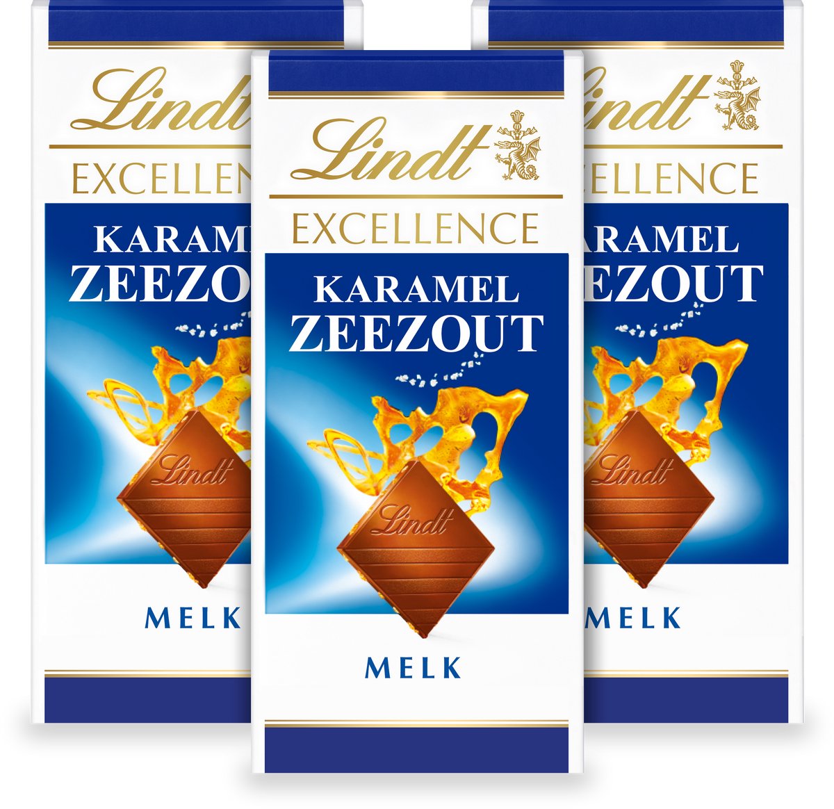 Lindt EXCELLENCE Chocolade Reep Melk - Karamel Zeezout melkchocolade - 100g per reep - 3-pack