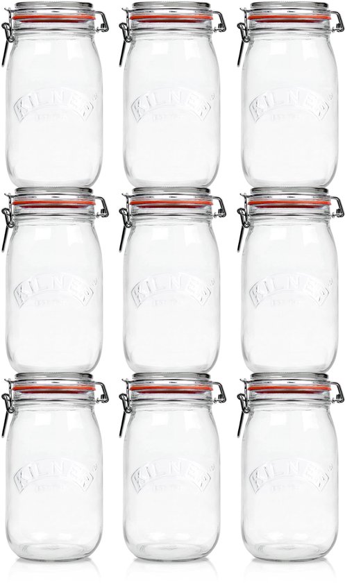 Kilner Weckpotten Set (9x 1500ml) | OP=OP VOORDEELSET | 9 Weckpotten van 1500 ML | Premium A-kwaliteit | Robuust en Voedselveilig | Ideaal als voorraadpot, inmaakpot of conserveerpot