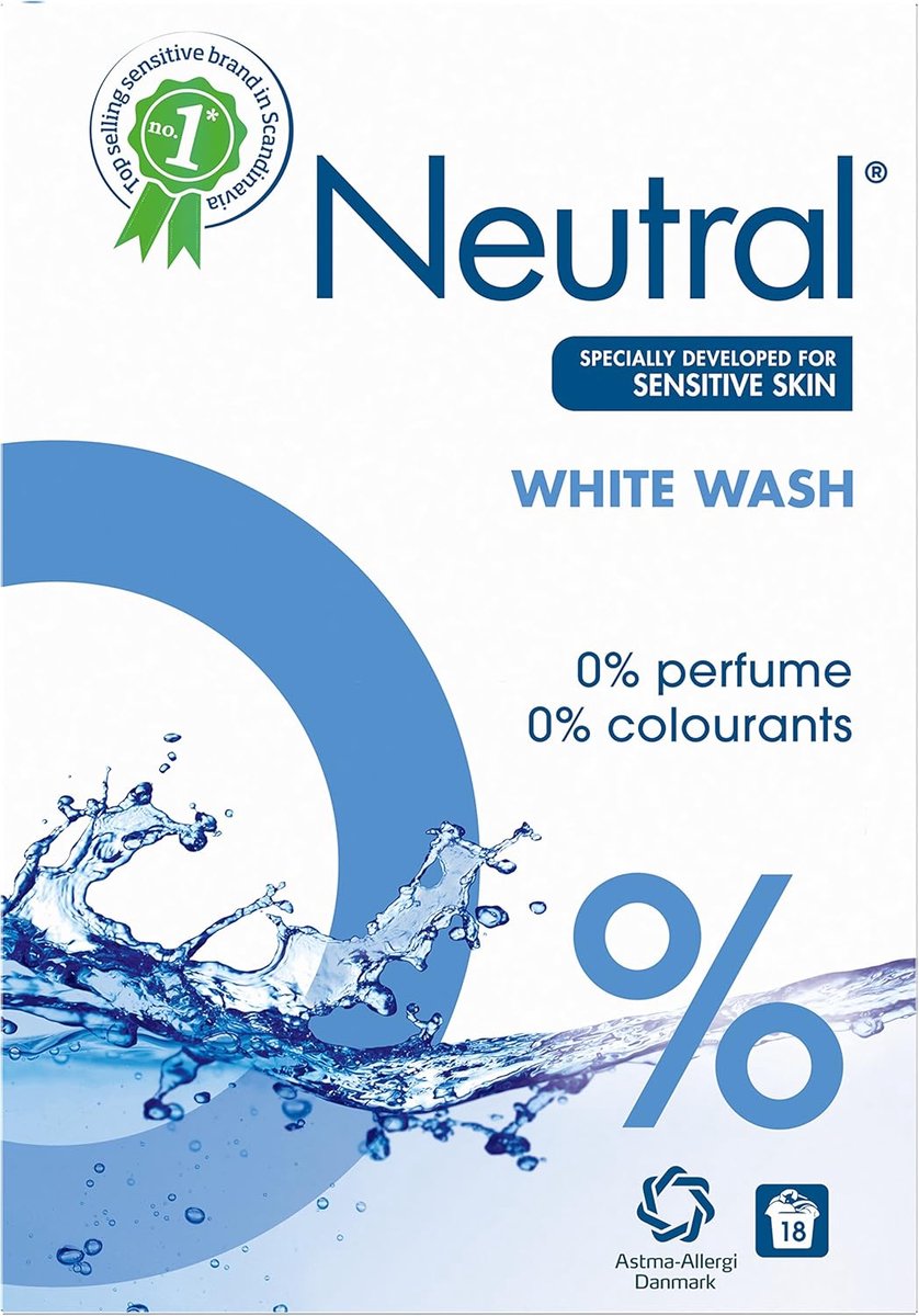 SnelShoppen - Neutral 0% Sensitive White Waspoeder 1.2 kg - Hypoallergenisch, Dermatologisch Goedgekeurd, Geen Parfum of Kleurstoffen, Geschikt voor G