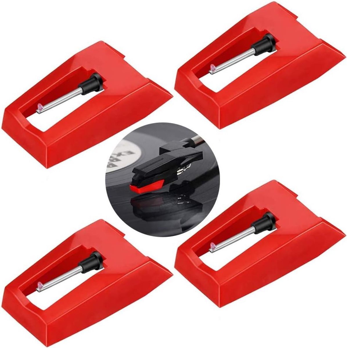 SnelShoppen - Record Player Universal Stylus Diamond Needle 4-Pack Vervangende Naalden voor Vinyl - Inclusief Reserve- en Tonernaald - Hoogwaardige AB
