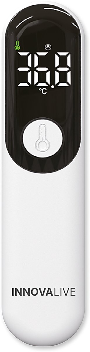 InnovaLive® Koortsthermometer Voorhoofd – Contactloos Infrarood – voor Baby's, Kinderen & Volwassenen – Digitaal – USB-C Oplaadbaar