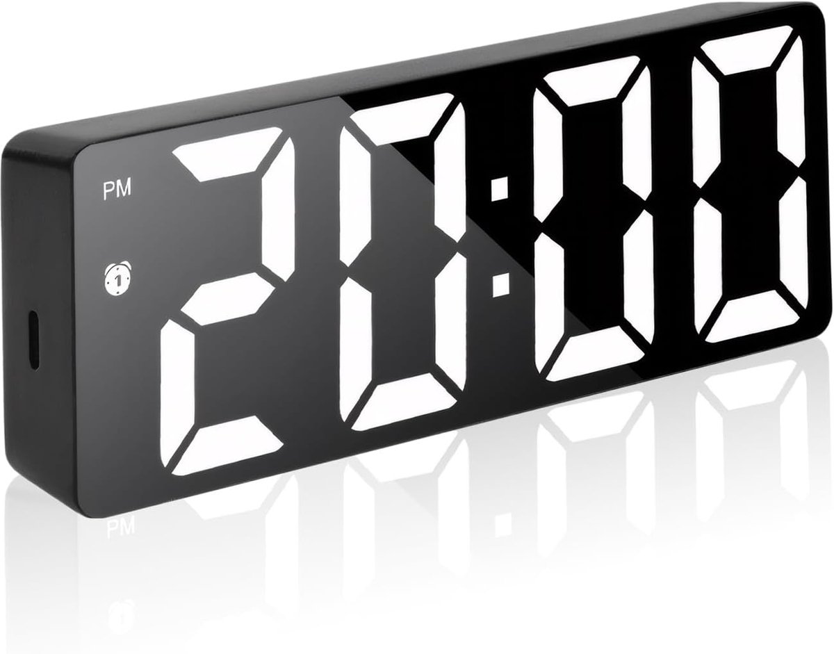 SnelShoppen - Digitale Alarmklok met Grote Cijfers, Batterijgevoed LED Klok, Instelbare Helderheid en Volume, Snooze Functie, 12/24 Uur Weergave, Zwar