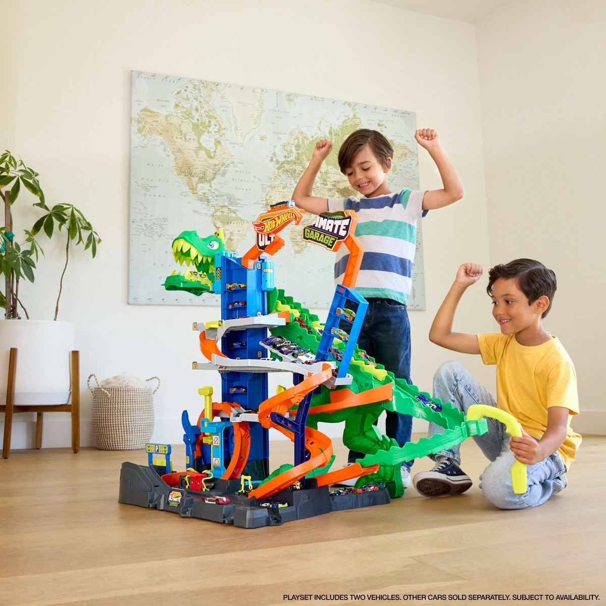 Hot Wheels City Ultieme T-Rex Garage - met 2 speelgoedauto's en opbergruimte voor meer dan 50 auto's — afbeelding 6