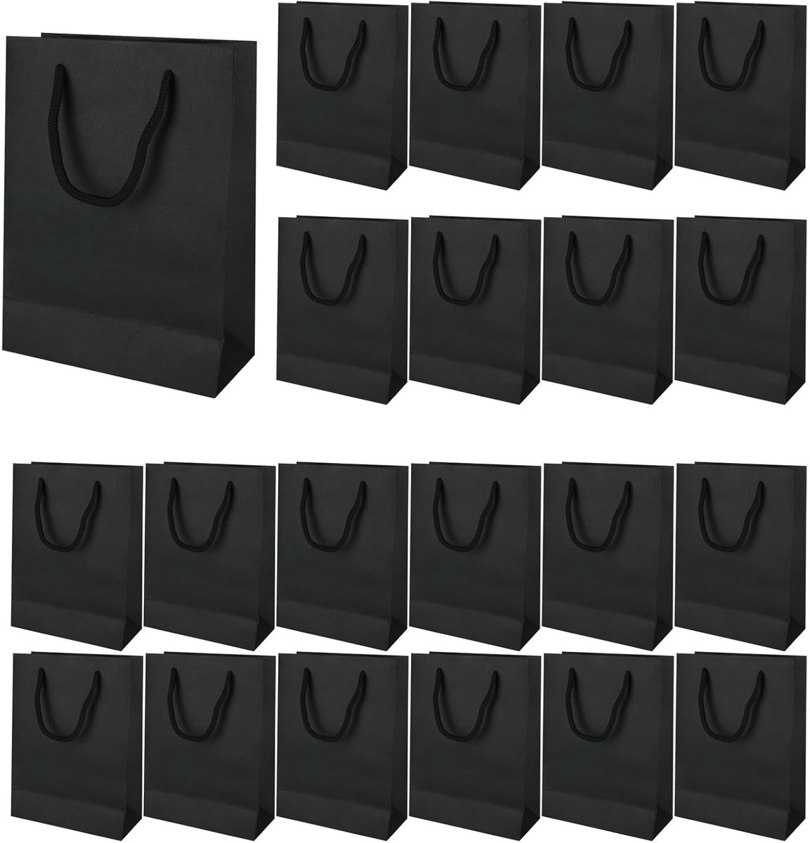 SnelShoppen - 30 Stuks Zwarte Papieren Zakken 15x7x20 cm - Herbruikbare Kraftpapier Cadeautasjes voor Bruiloften, Verjaardag, Kerst en Feestjes