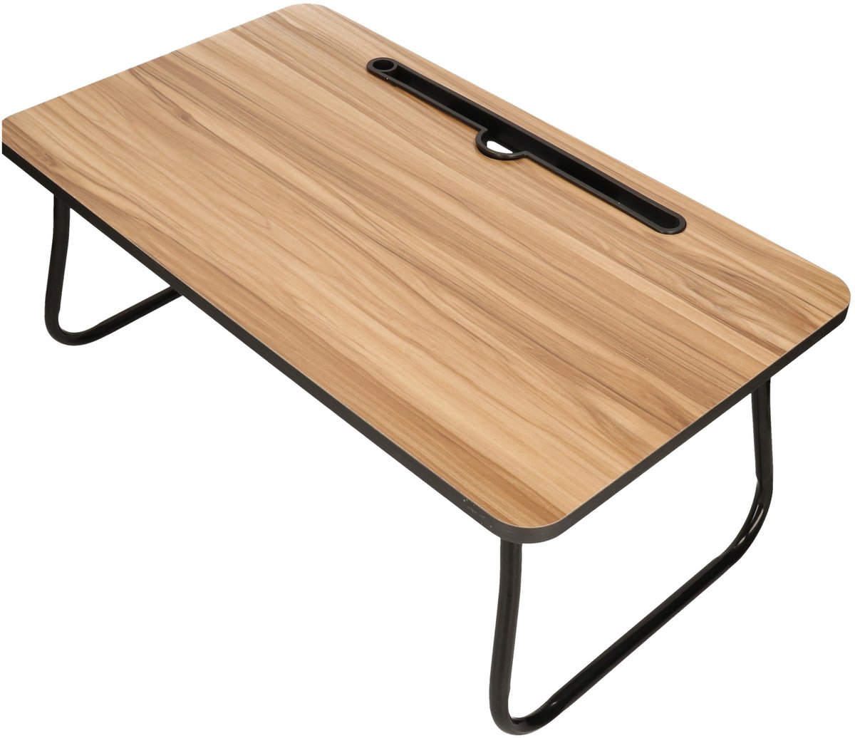 Bellatio Design Laptoptafel - hout/metaal - 53 x 30 x 22 cm - inklapbare poten - laptop/tablet standaard
