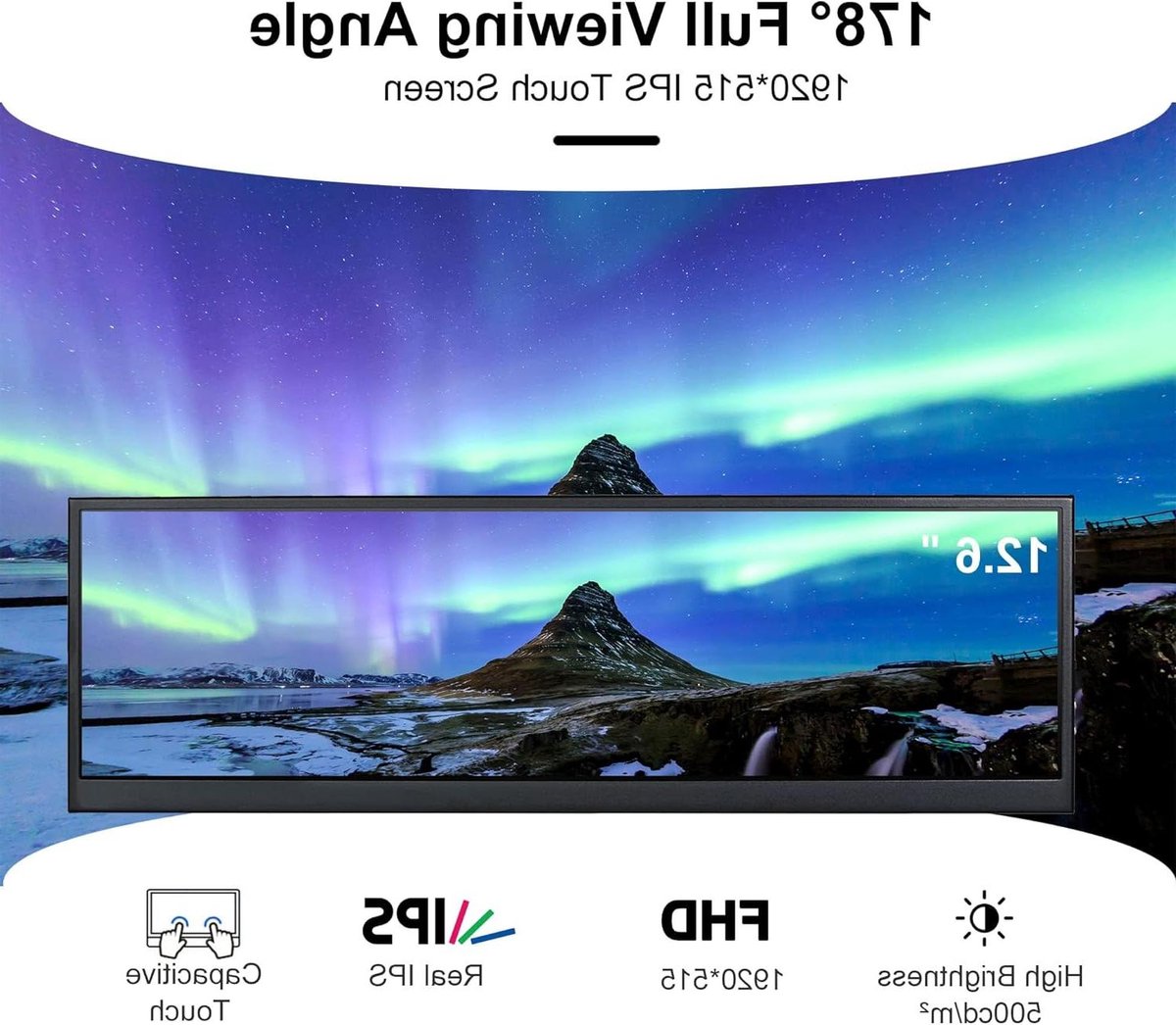FHD IPS Touch Monitor - Verlengde stang display - Extra scherm - 10-punts multi-touch - 126 inch - Zwart