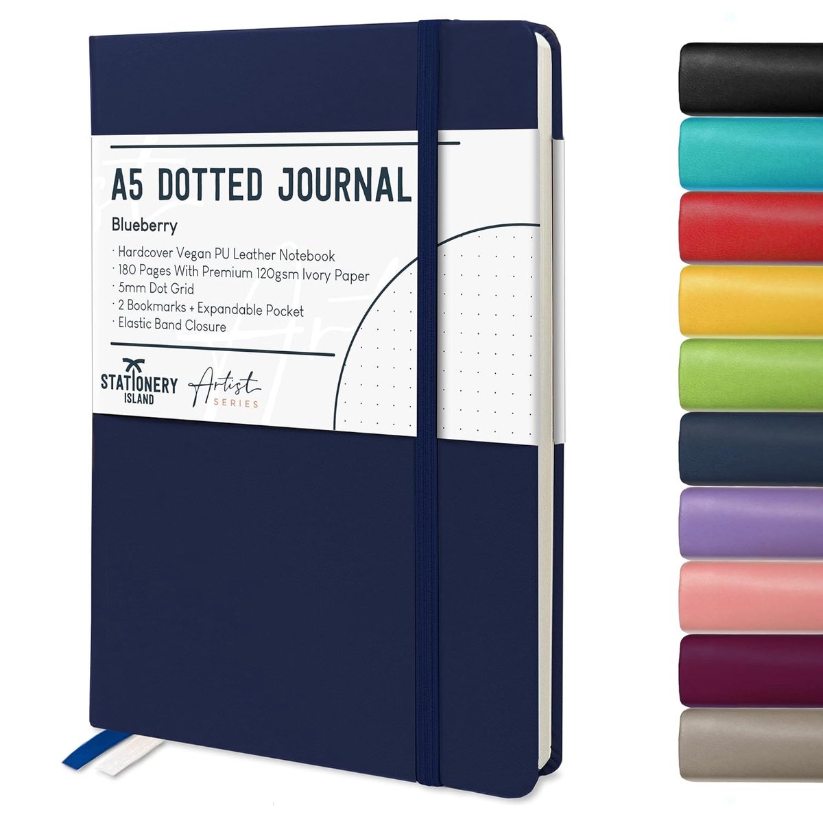 SnelShoppen - A5 Bullet Dotted Dagboek - Bosbes Kleur Gestippeld Notitieboek met Harde Kaft, 180 Pagina's en 120gsm Papier, Perfect voor Plannen, Stud