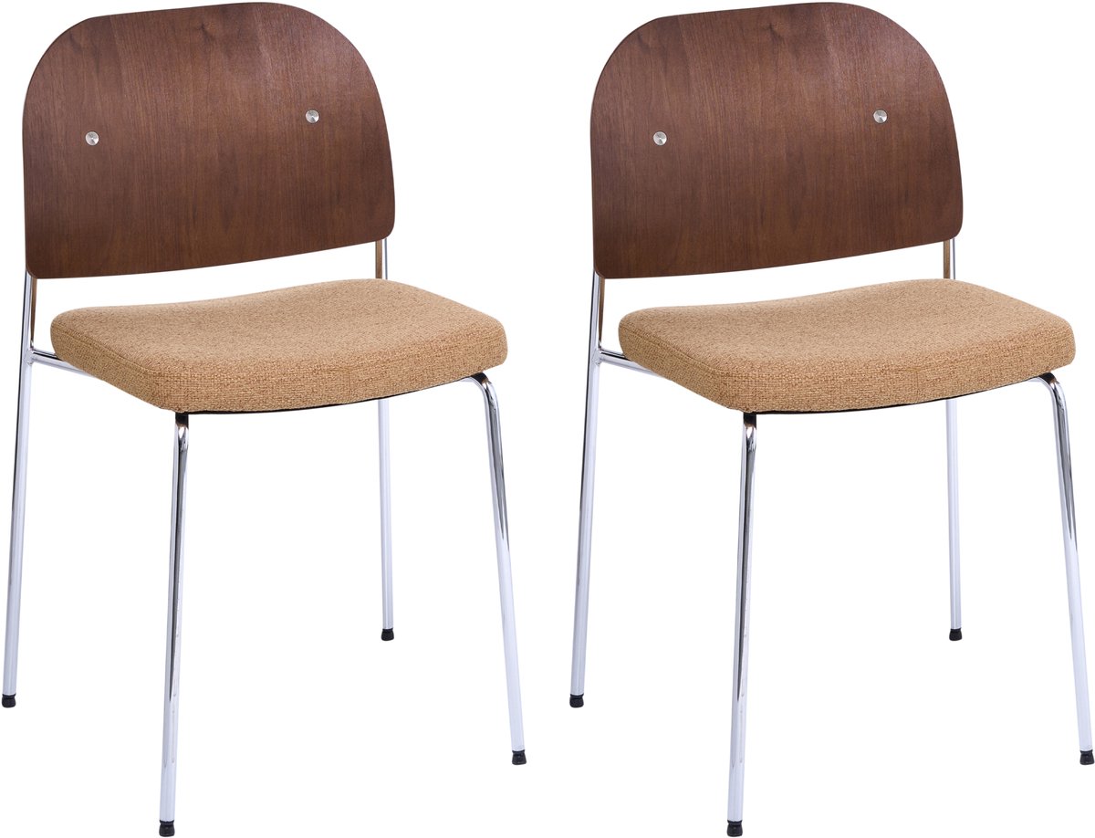 ASHCROFT - Set van 2 eetkamerstoelen - Oranje/Donkerbruin - IJzer