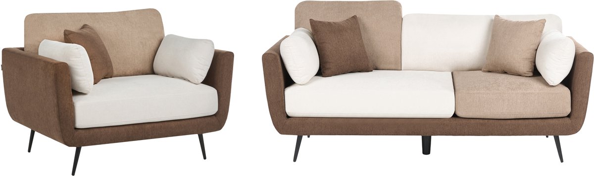 BOLGA - Woonkamerset - Bruin/Wit - Polyester