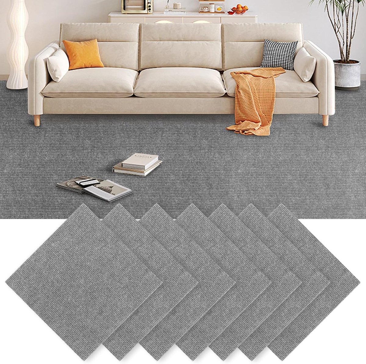 SnelShoppen - 30 Stuks Zelfklevende Tapijttegels 30x30 cm Lichtgrijs, Polyester Vloertegels voor Woonkamer, Kantoor, Gang en Thuis