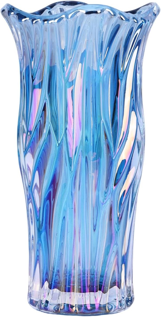 SnelShoppen - Glazen Vaas 23 cm - Kristallen en Gekleurde Bloemenvaas - Unieke Decoratieve Vaas voor Centerpieces - Iriserende Glazen Vaas voor Thuist